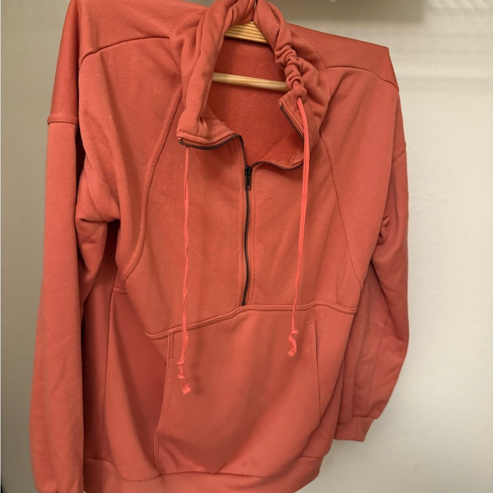 Women's Rust orange Half-Zip Sweater